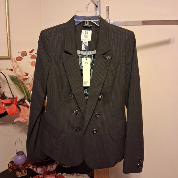 NWT DEPT Women's High Quality Gray Soft Fabric Gray Blazer Jacket Size S 4 - Picture 12 of 15